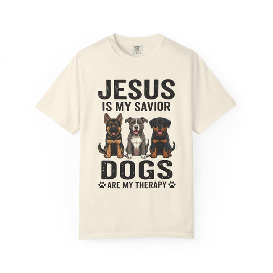 Jesus My Savior Dogs My Therapy T-Shirt