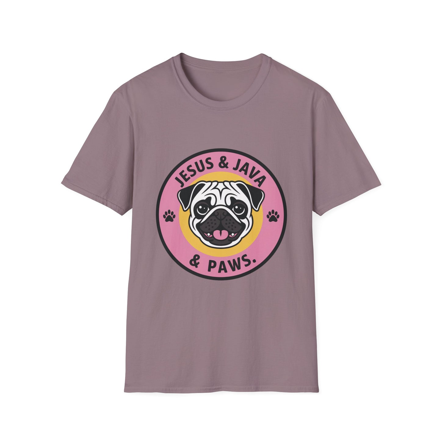 Jesus, Java & Paws – Retro Bubble Font Dog T-Shirt