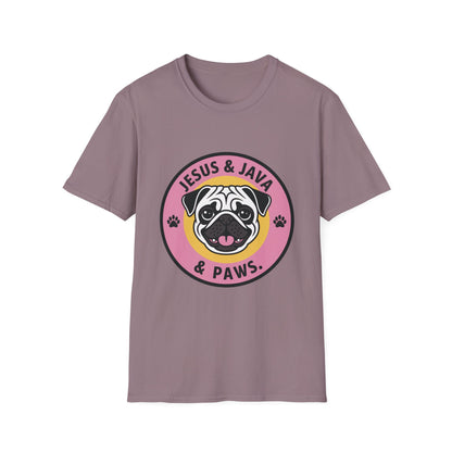 Jesus, Java & Paws – Retro Bubble Font Dog T-Shirt