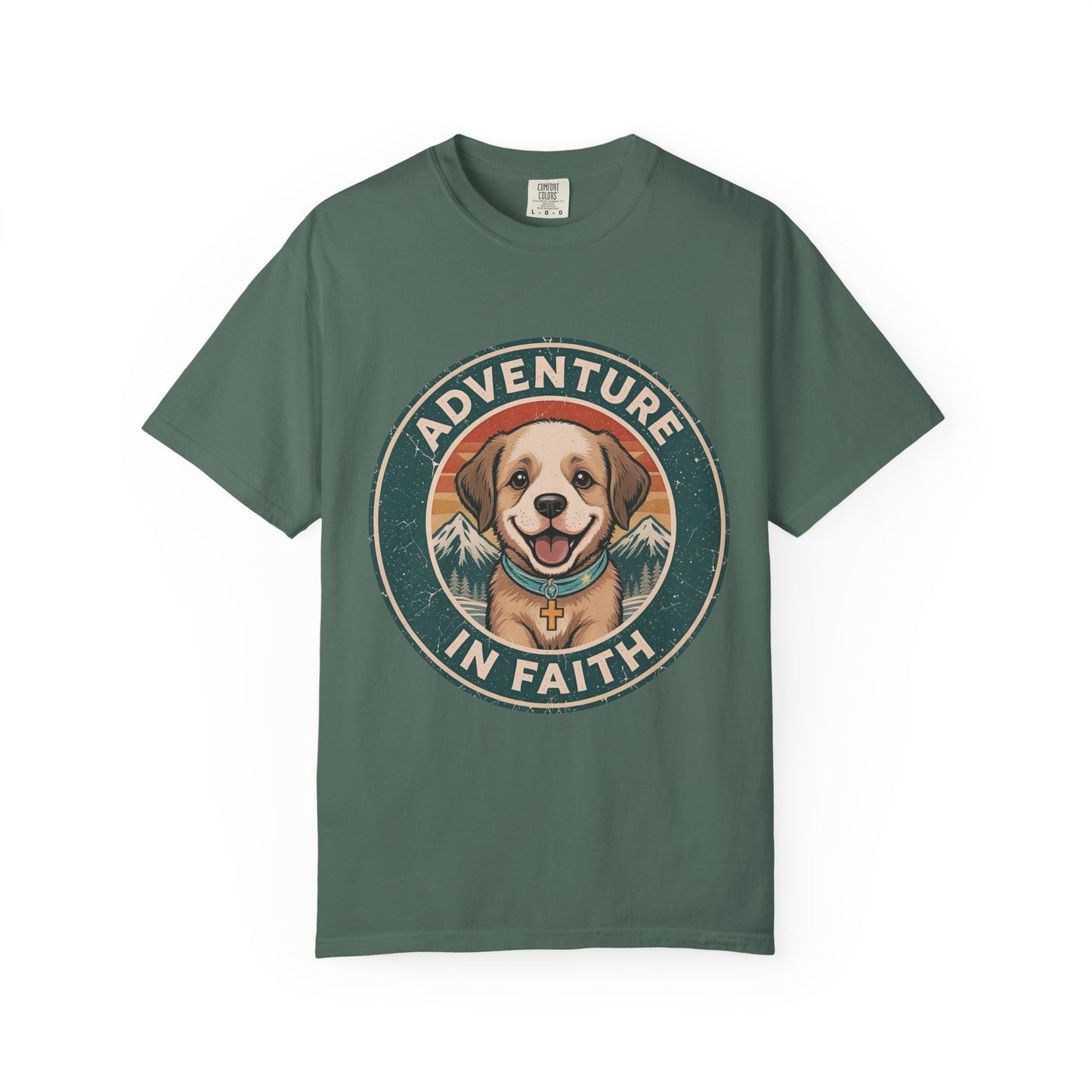 Adventure in Faith T‑Shirt — Retro Outdoors Dog Graphic