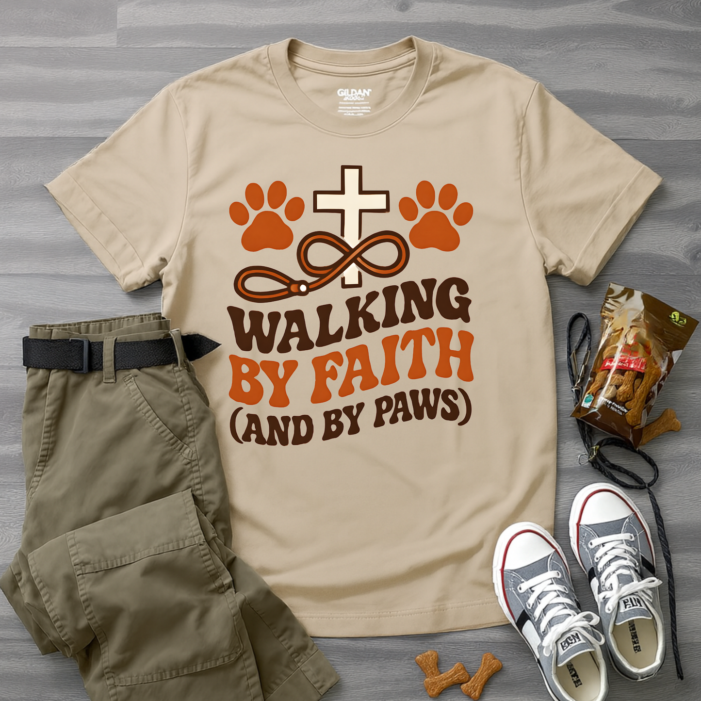 Walking By Faith and Paws Retro T-Shirt