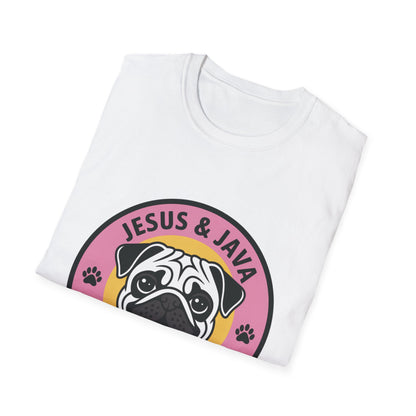 Jesus, Java & Paws – Retro Bubble Font Dog T-Shirt