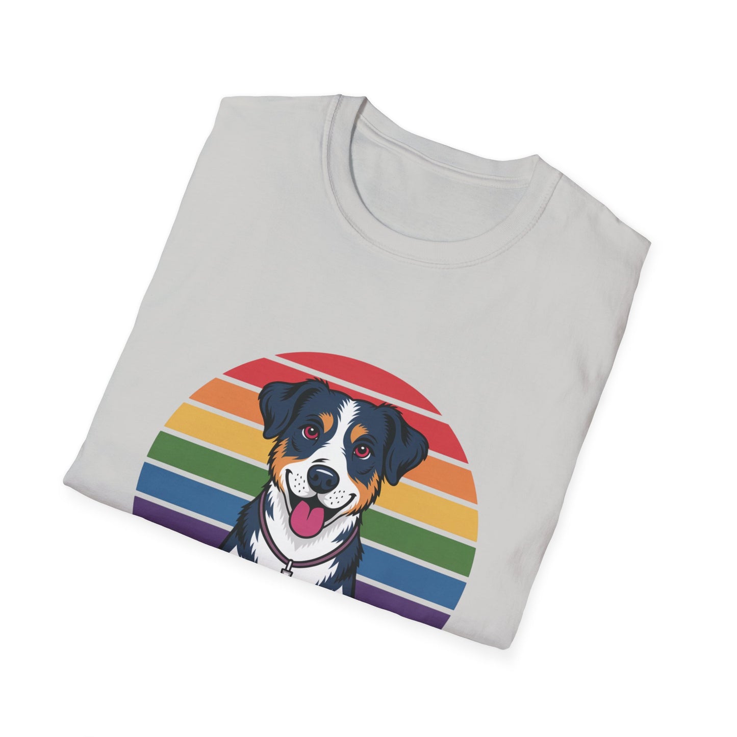 Paws & Prayer – 70s Retro Rainbow Dog T-Shirt