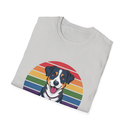 Paws & Prayer – 70s Retro Rainbow Dog T-Shirt