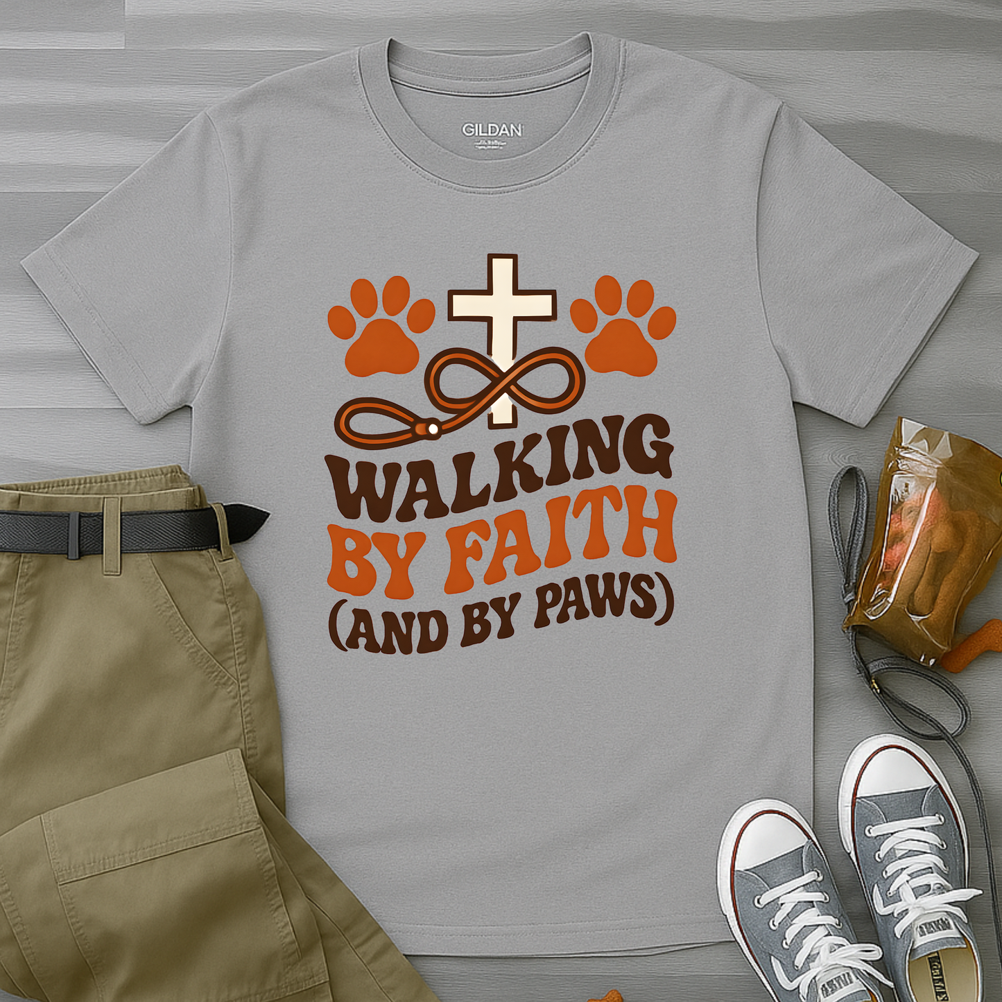 Walking By Faith and Paws Retro T-Shirt