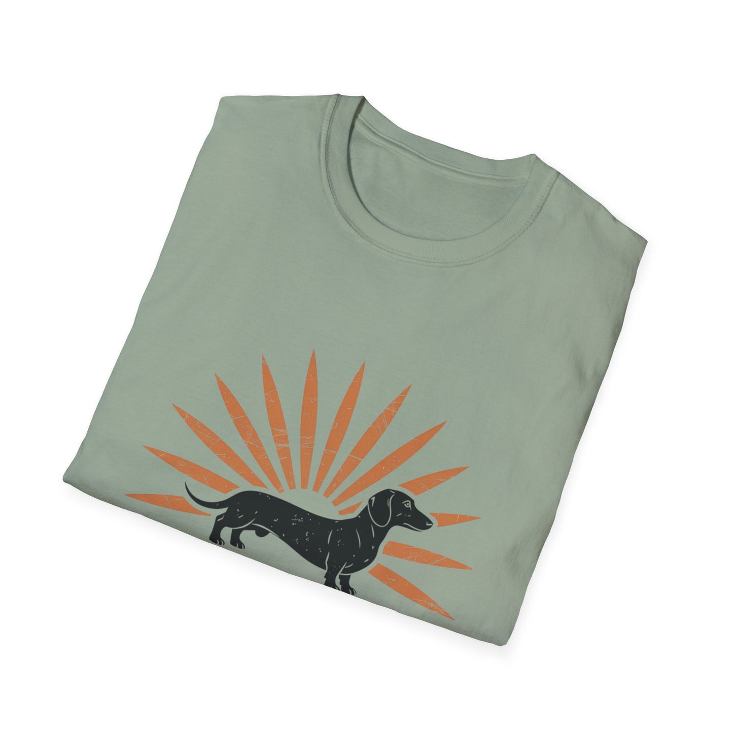 Dachshund Walking by Faith – Vintage Sunburst T-Shirt