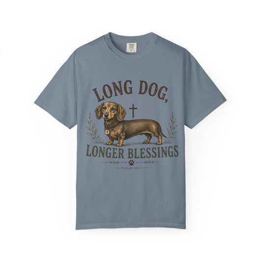 Dachshund — Long Dog, Longer Blessings T-Shirt (1)