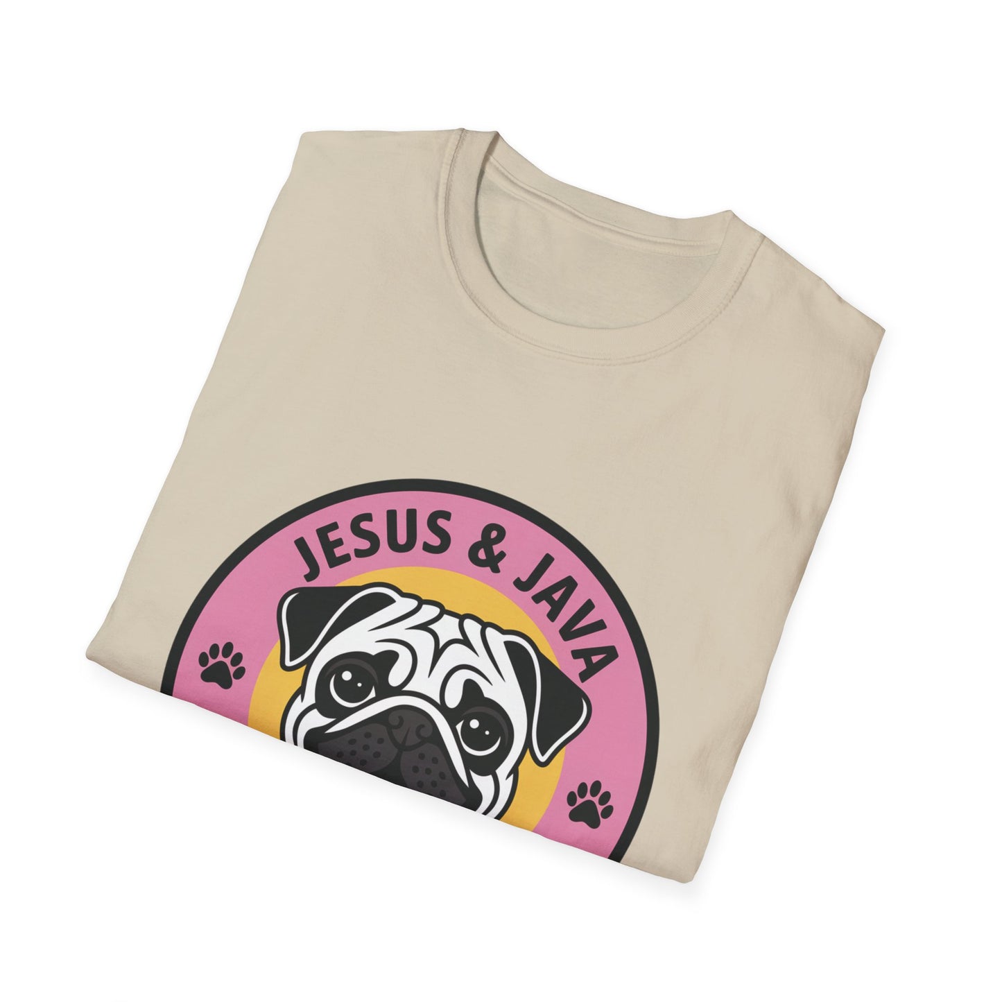 Jesus, Java & Paws – Retro Bubble Font Dog T-Shirt