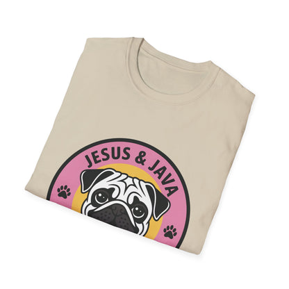 Jesus, Java & Paws – Retro Bubble Font Dog T-Shirt