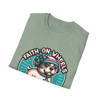 Faith on Wheels – Retro Roller-Skating Dog T-Shirt
