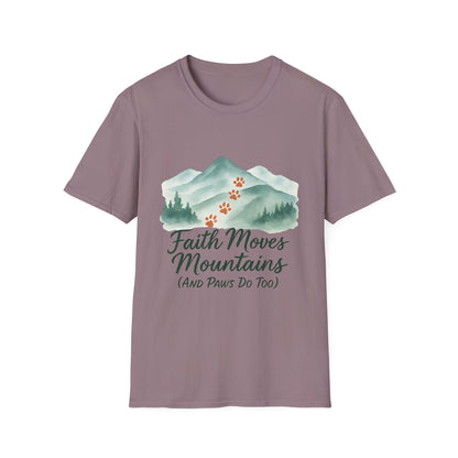 Faith Moves Mountains and Paws Do Too T-Shirt