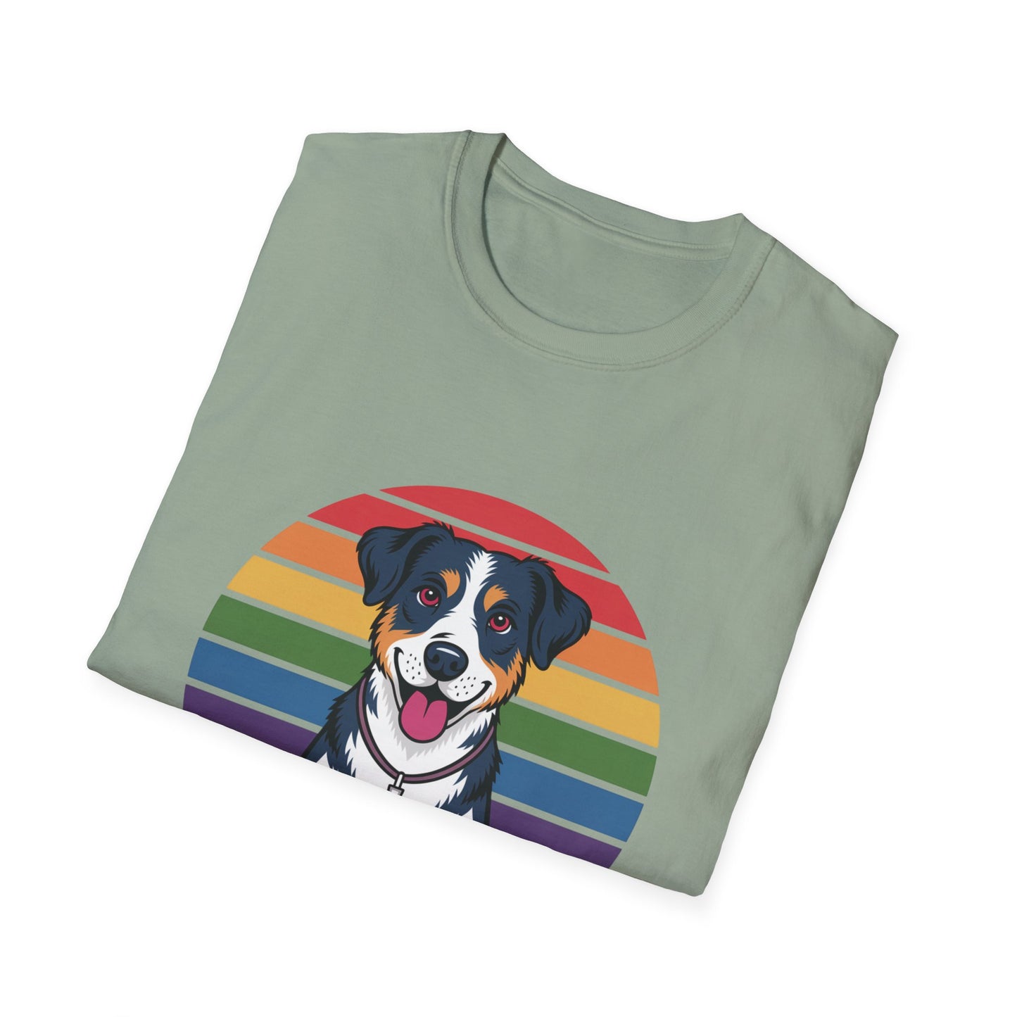 Paws & Prayer – 70s Retro Rainbow Dog T-Shirt