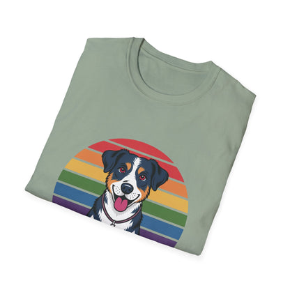 Paws & Prayer – 70s Retro Rainbow Dog T-Shirt