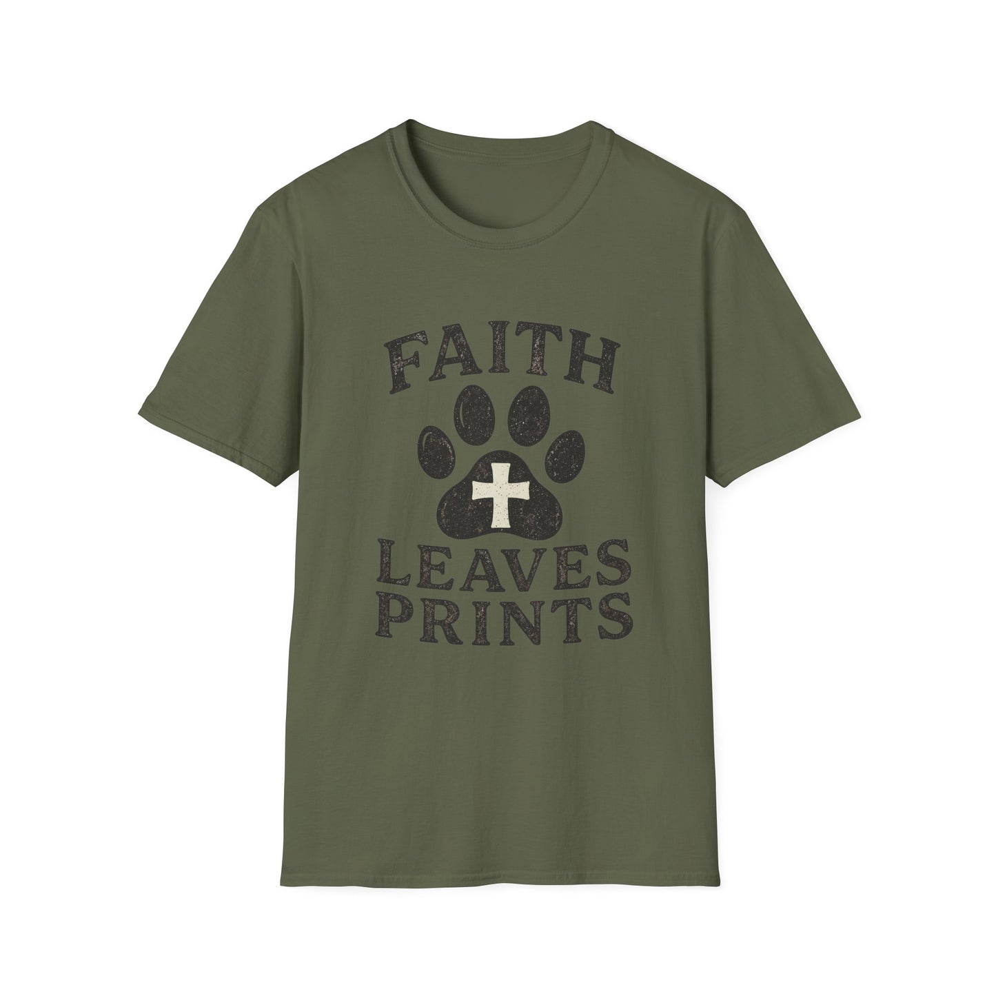Faith Leaves Prints Retro Paw T-Shirt