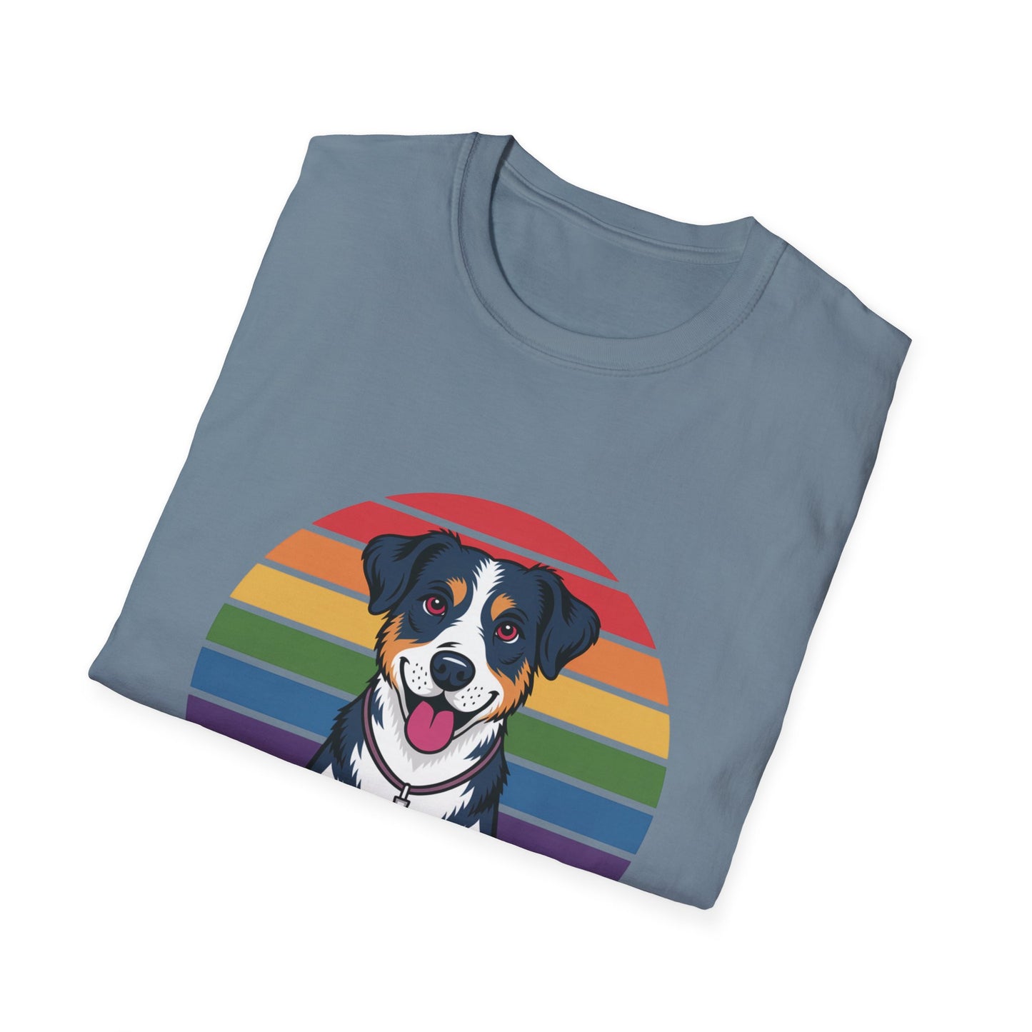Paws & Prayer – 70s Retro Rainbow Dog T-Shirt