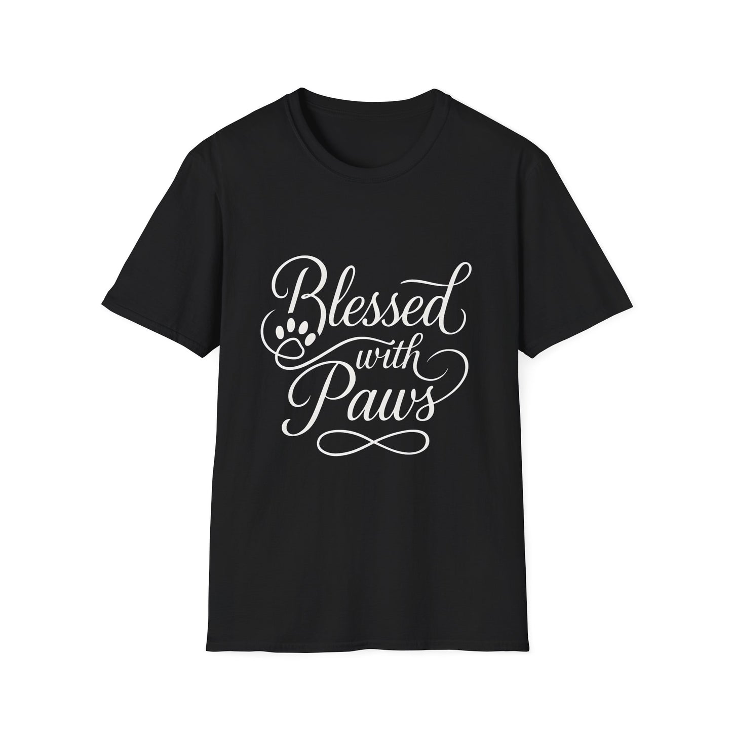 Blessed With Paws Calligraphy T-Shirt