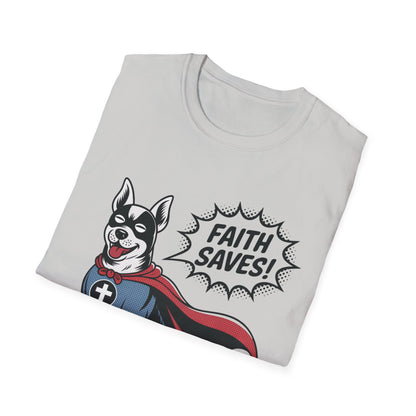 Faith Saves – Retro Superdog Comic T-Shirt
