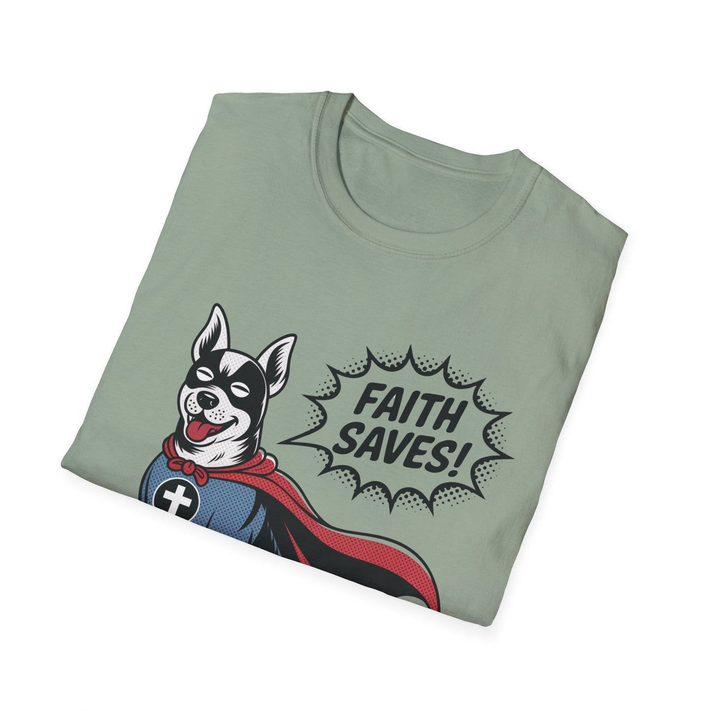 Faith Saves – Retro Superdog Comic T-Shirt