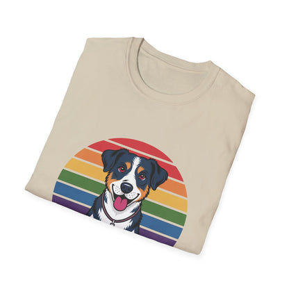 Paws & Prayer – 70s Retro Rainbow Dog T-Shirt
