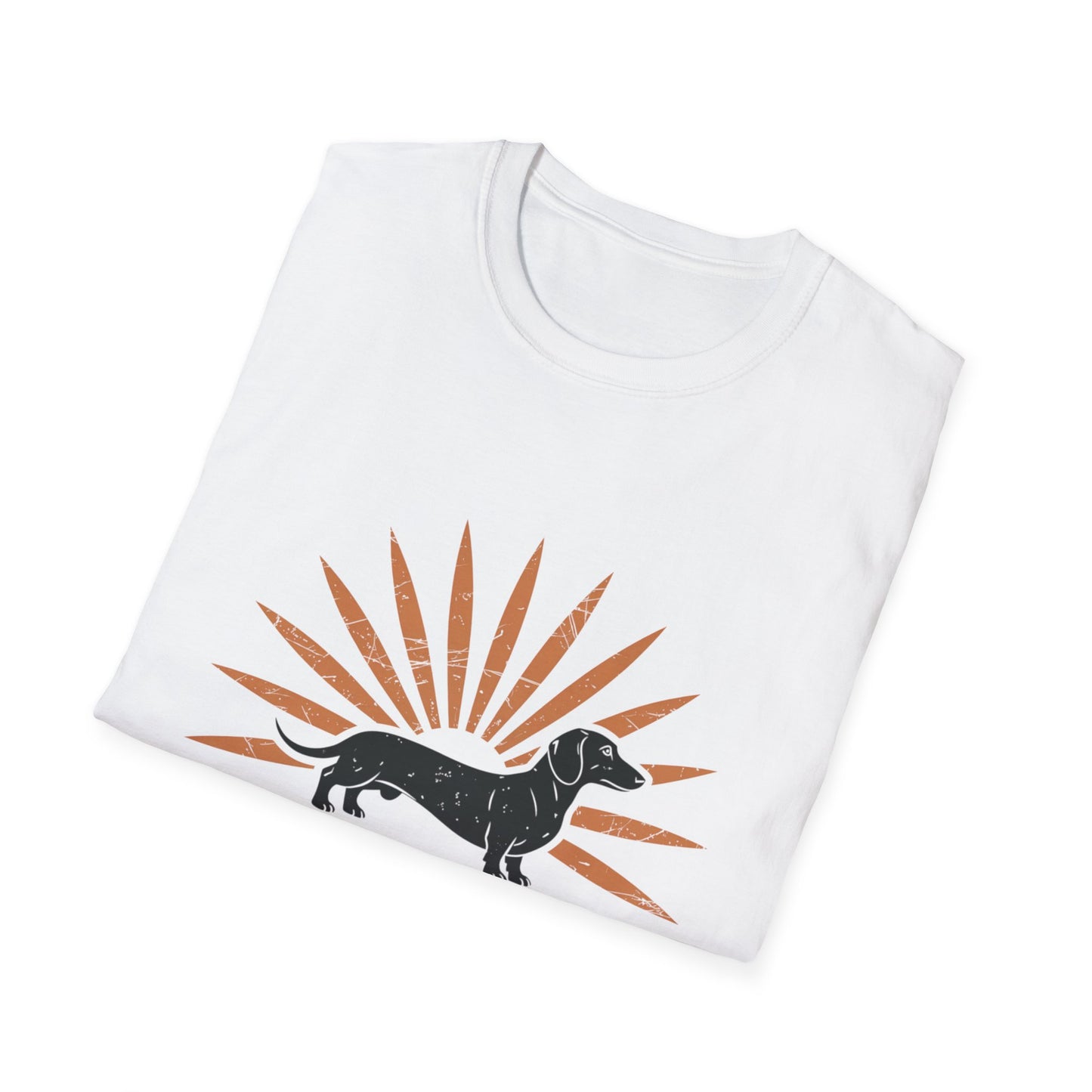 Dachshund Walking by Faith – Vintage Sunburst T-Shirt
