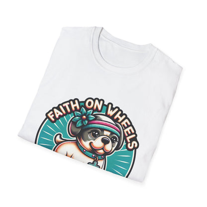 Faith on Wheels – Retro Roller-Skating Dog T-Shirt