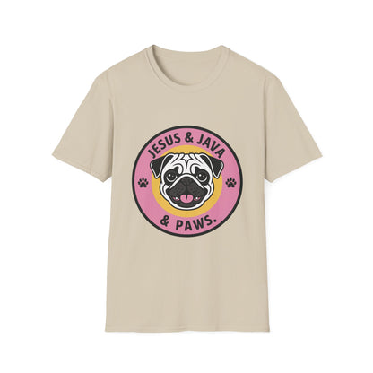 Jesus, Java & Paws – Retro Bubble Font Dog T-Shirt