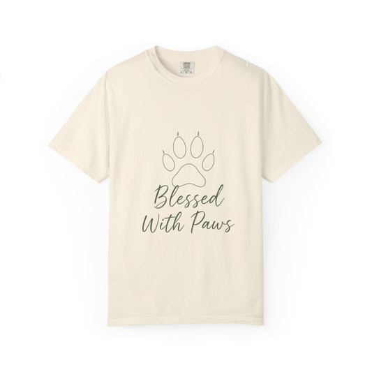 Blessed With Paws Line Art T-Shirt
