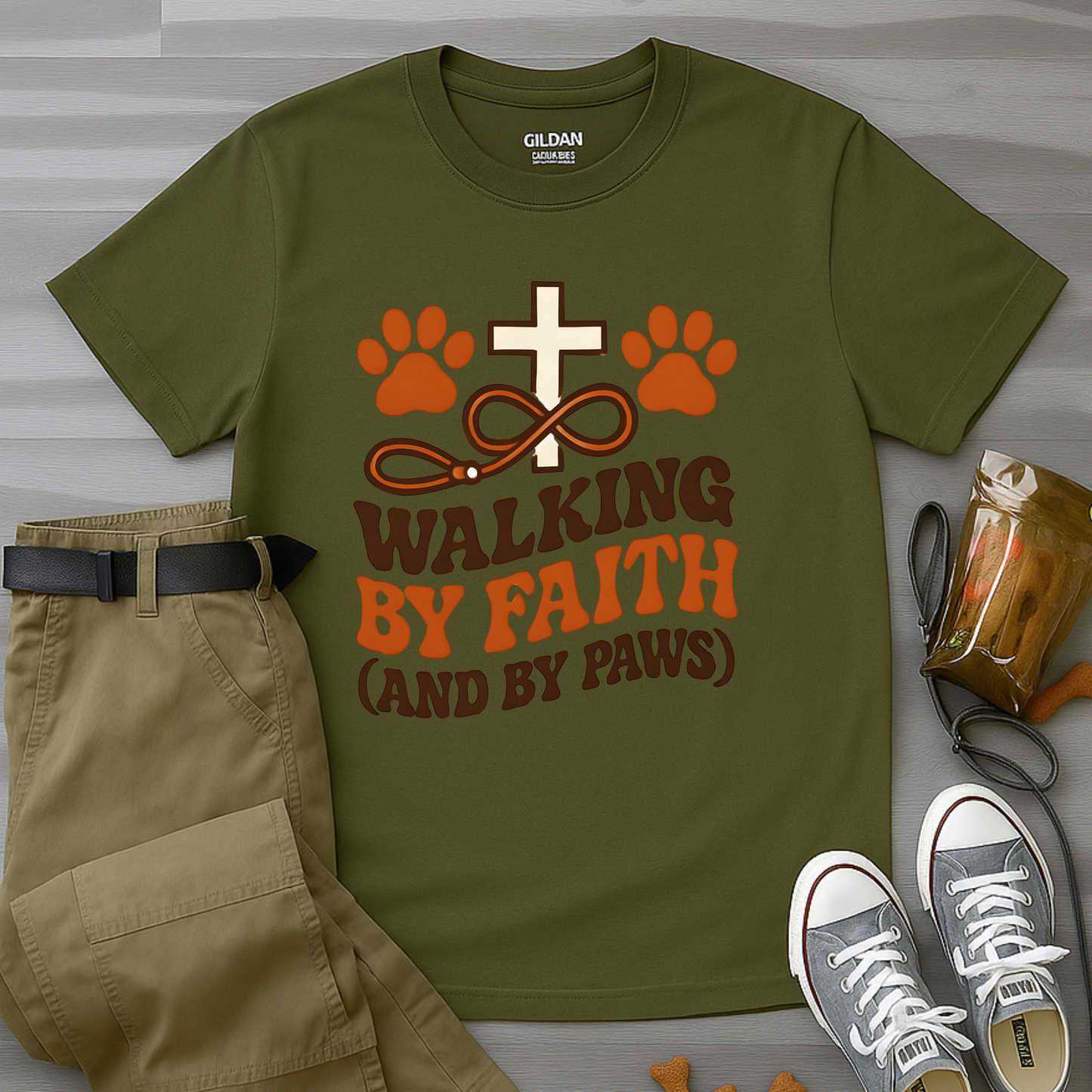 Walking By Faith and Paws Retro T-Shirt