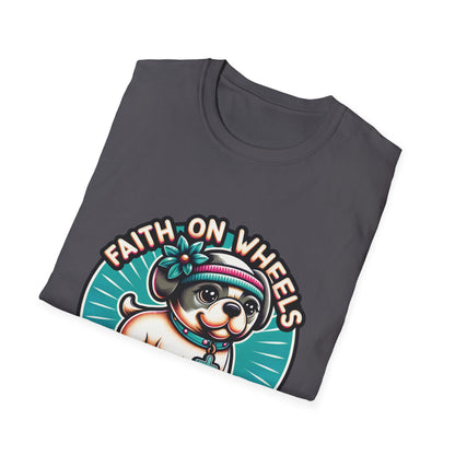 Faith on Wheels – Retro Roller-Skating Dog T-Shirt