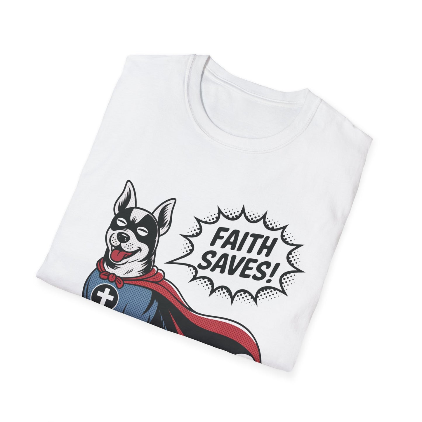 Faith Saves – Retro Superdog Comic T-Shirt