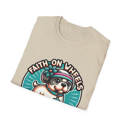Faith on Wheels – Retro Roller-Skating Dog T-Shirt