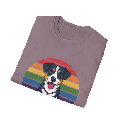 Paws & Prayer – 70s Retro Rainbow Dog T-Shirt