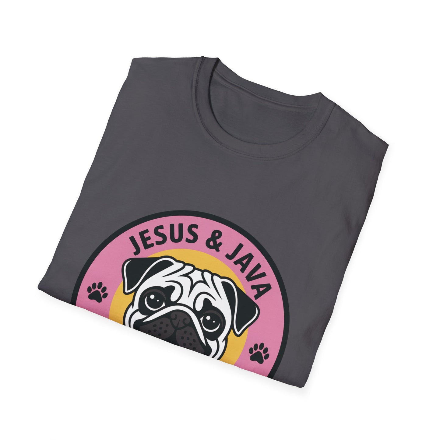 Jesus, Java & Paws – Retro Bubble Font Dog T-Shirt