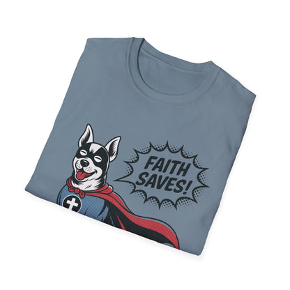 Faith Saves – Retro Superdog Comic T-Shirt