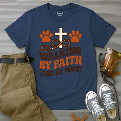 Walking By Faith and Paws Retro T-Shirt