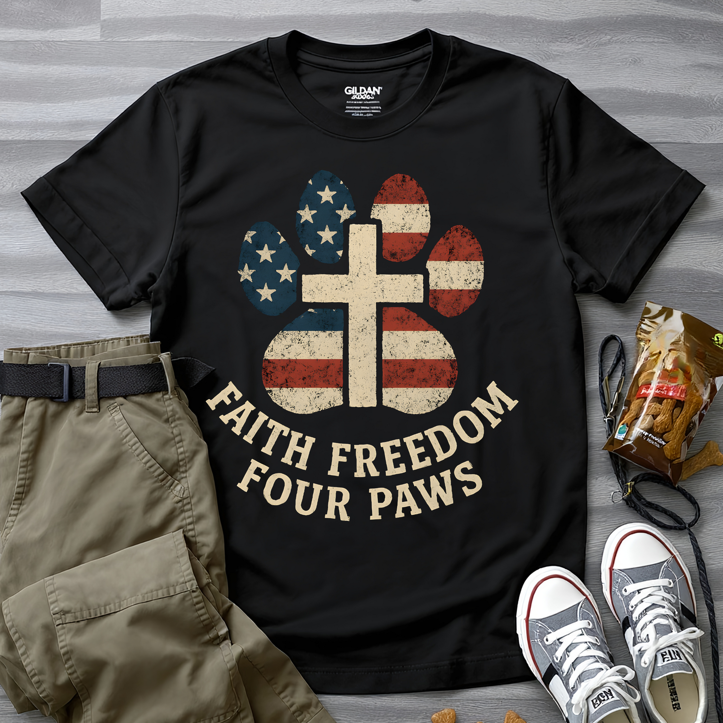 Faith Freedom And Four Paws T-Shirt