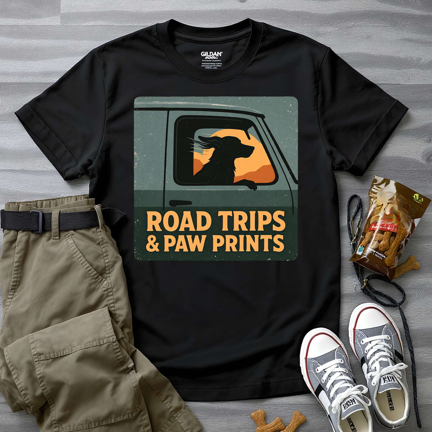 Road Trips And Paw Prints T-Shirt