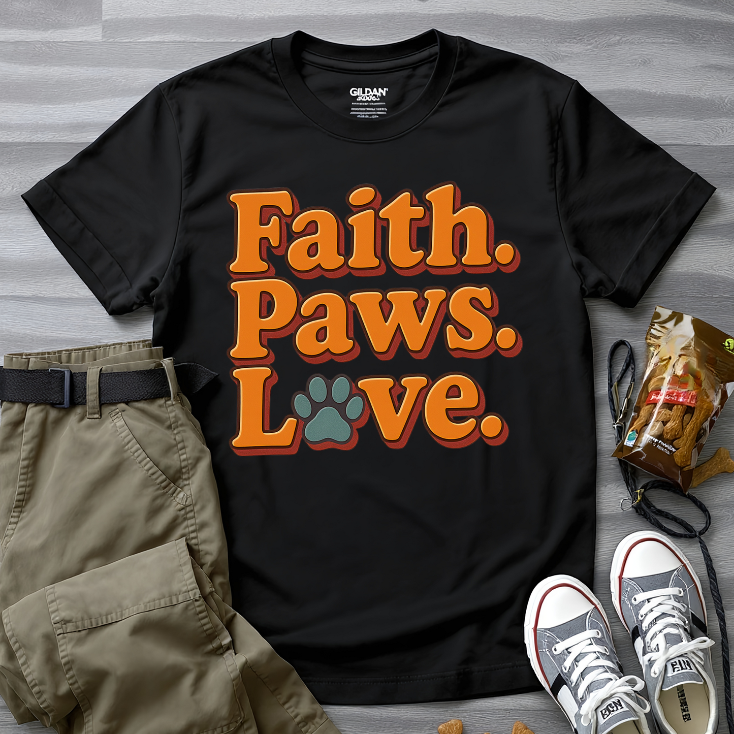 Faith Paws Love Retro T-Shirt