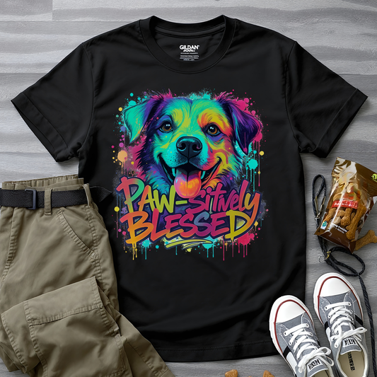Paw-sitively Blessed Paint Dog T-Shirt