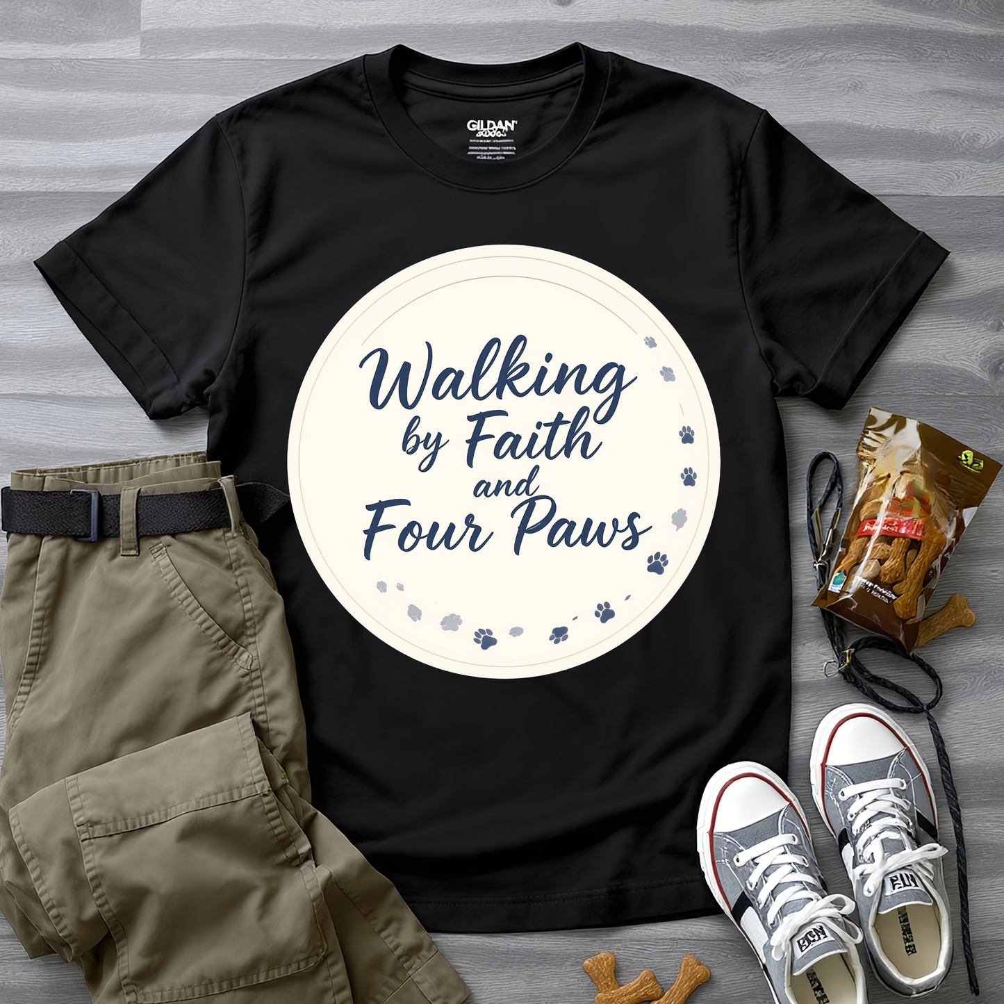 Walking By Faith And Four Paws T-Shirt