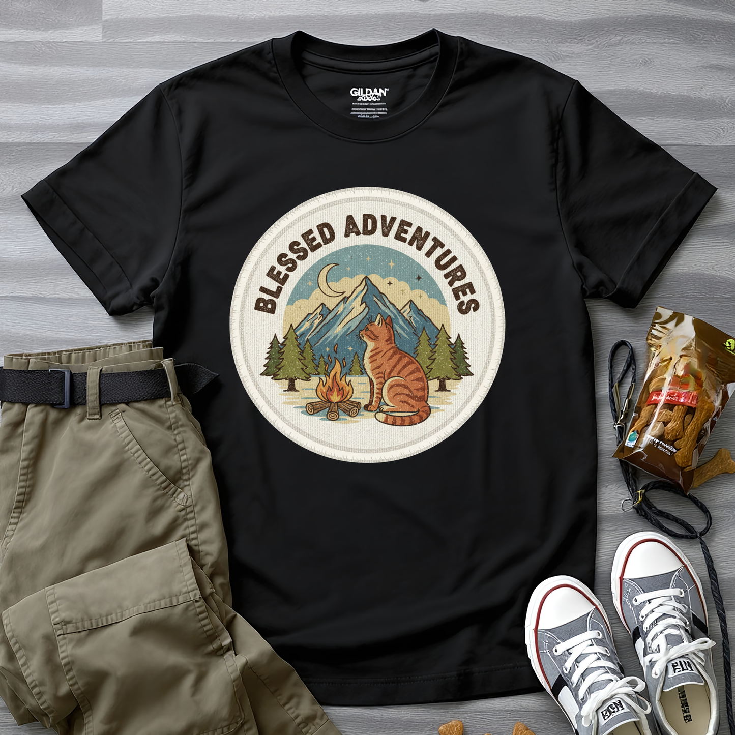 Blessed Adventure Cat Badge Dog T-Shirt