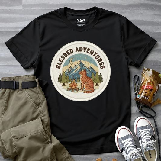 Blessed Adventure Cat Badge Dog T-Shirt