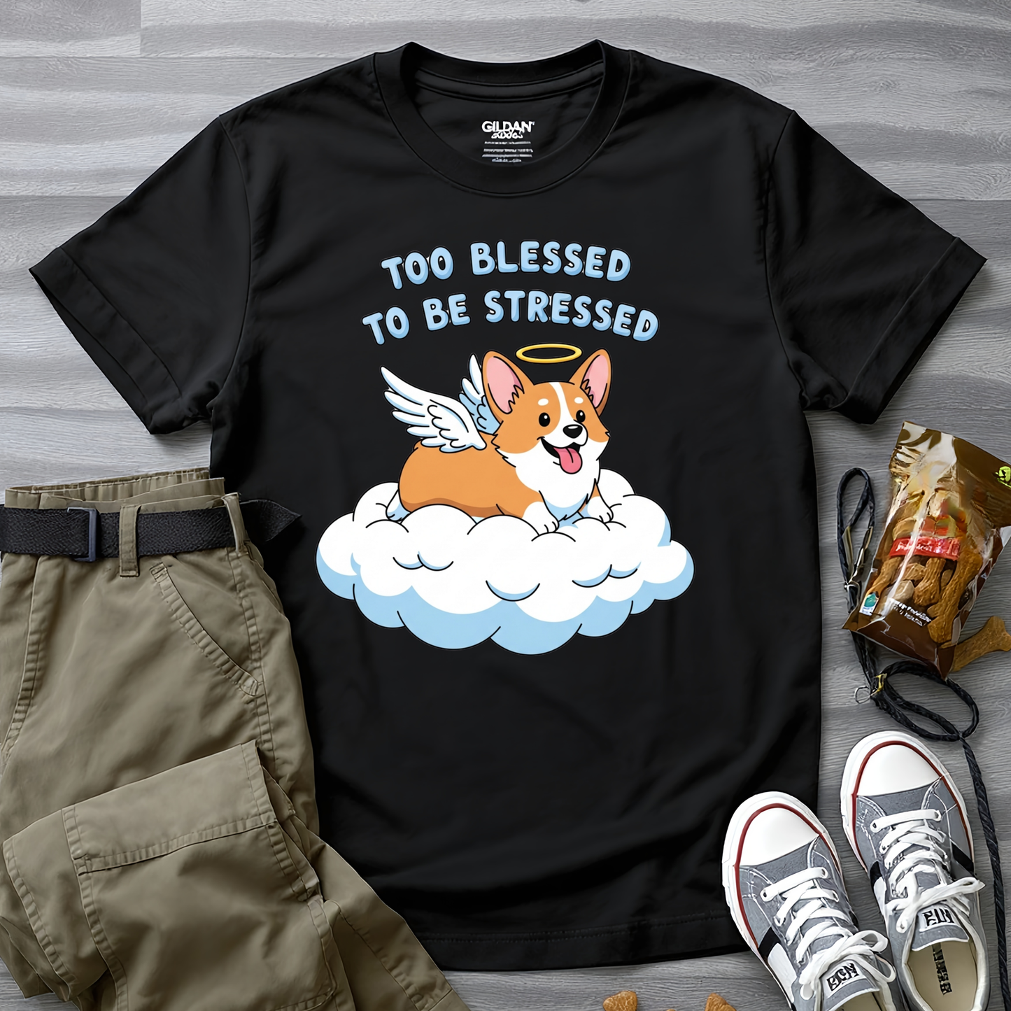 Too Blessed to Be Stressed Corgi T-Shirt
