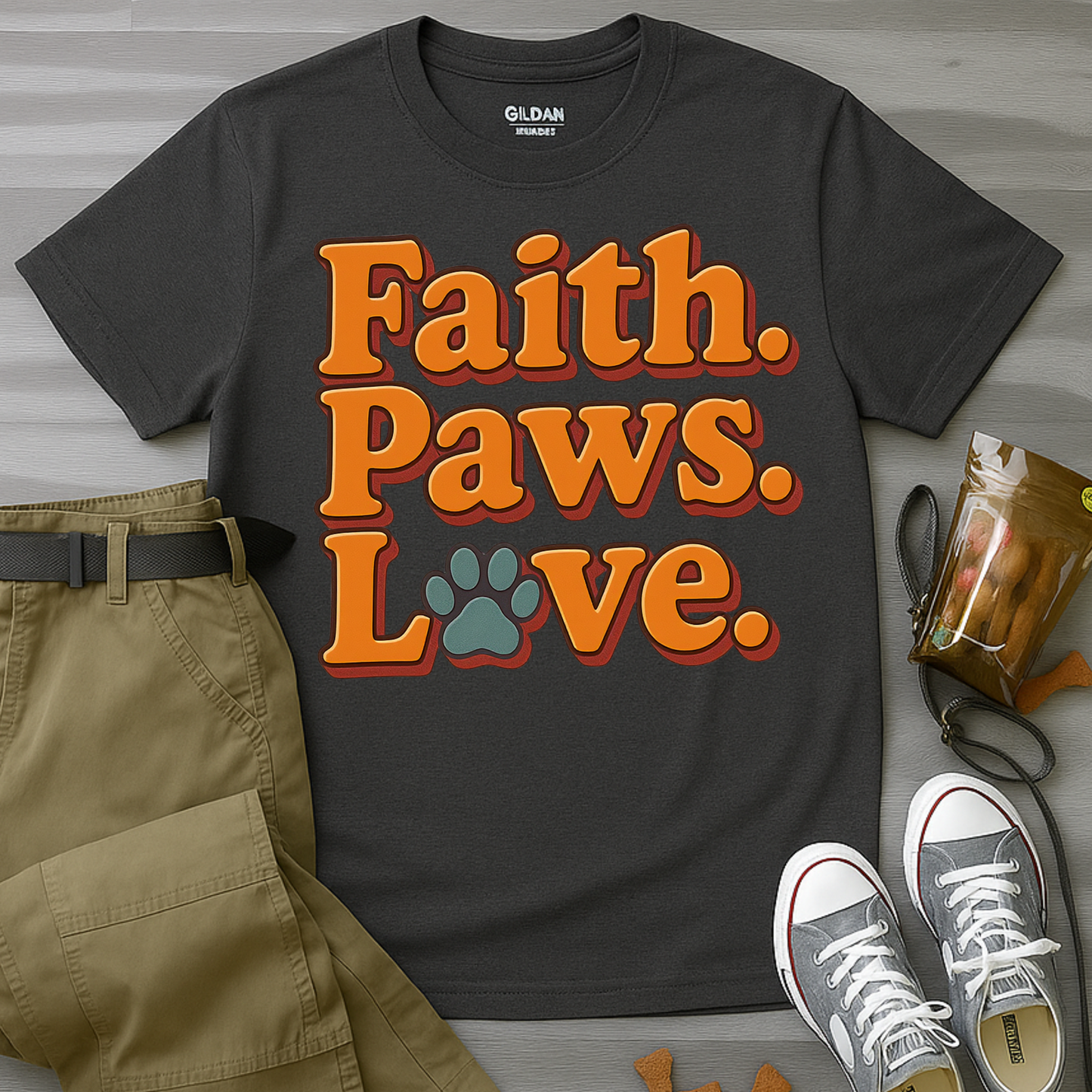 Faith Paws Love Retro T-Shirt