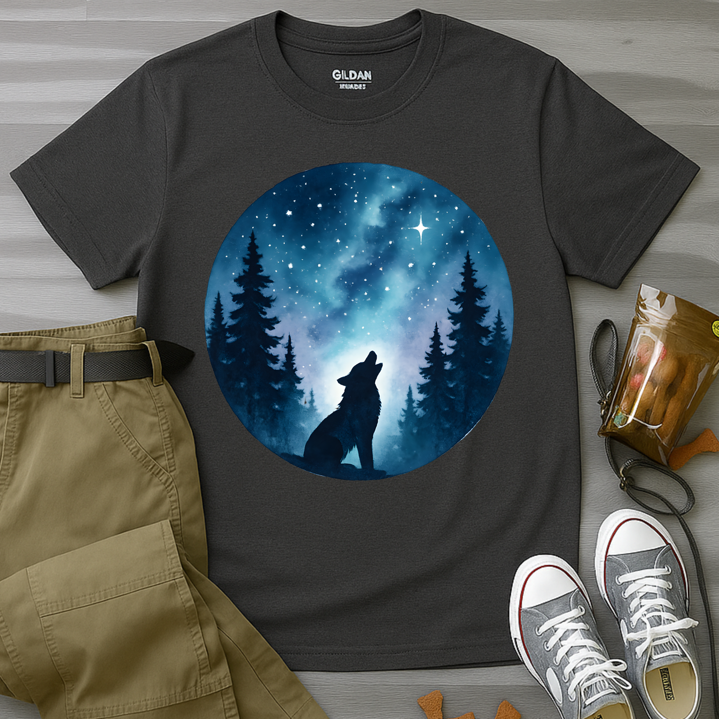 Howling Husky At The Stars T-Shirt