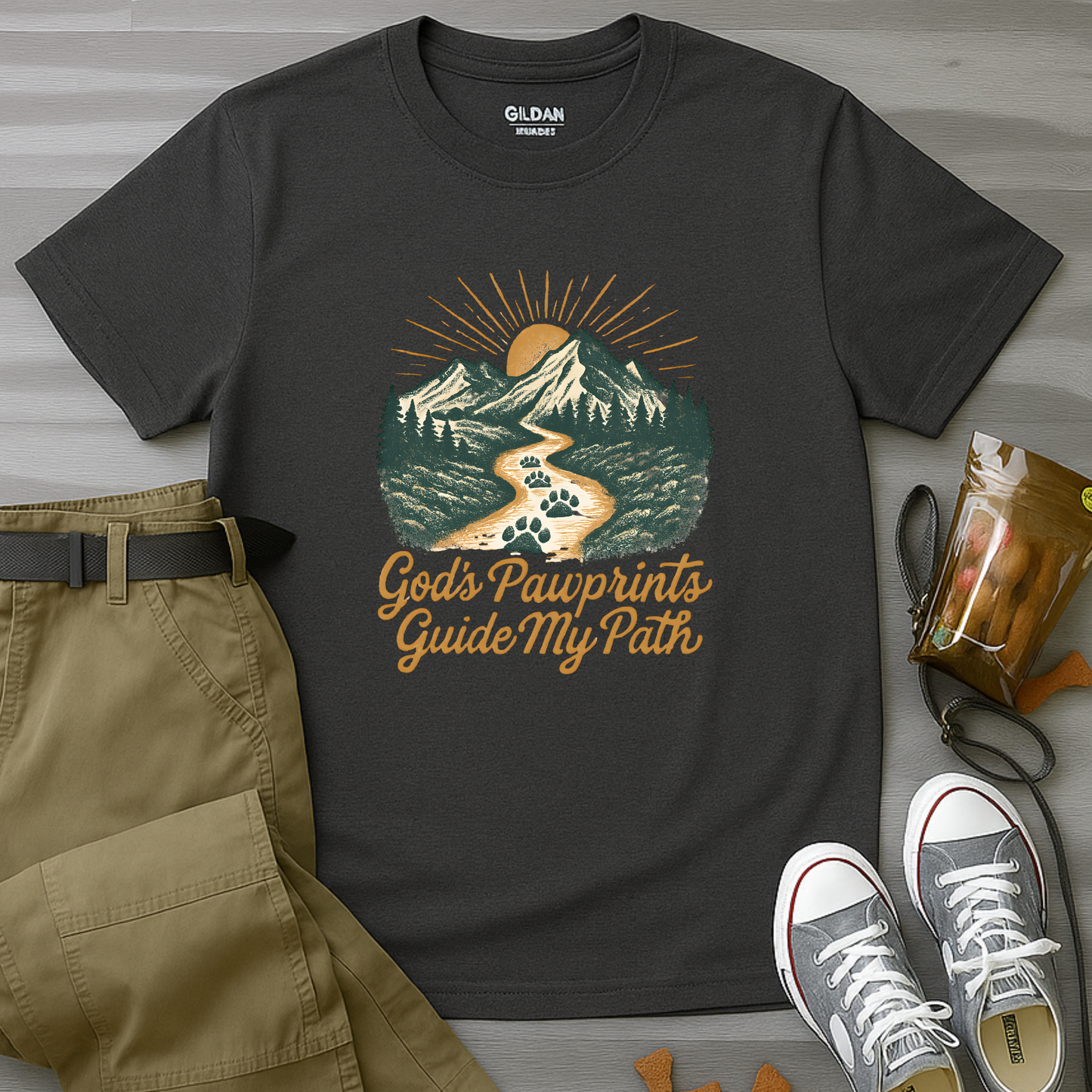 God's Pawprints Guide My Path T-Shirt