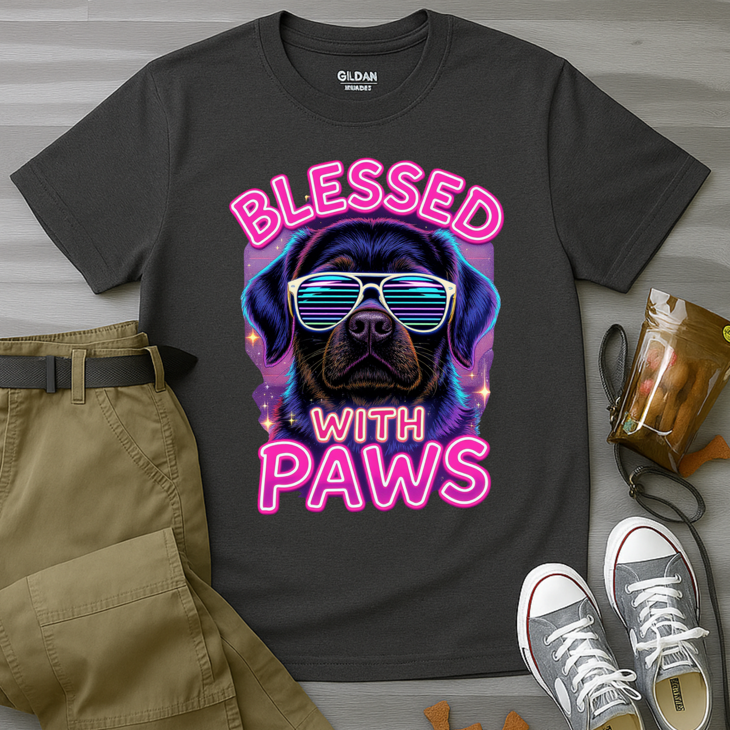 Blessed With Paws Neon T-Shirt