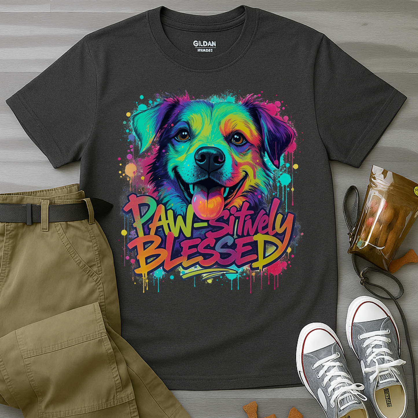 Paw-sitively Blessed Paint Dog T-Shirt