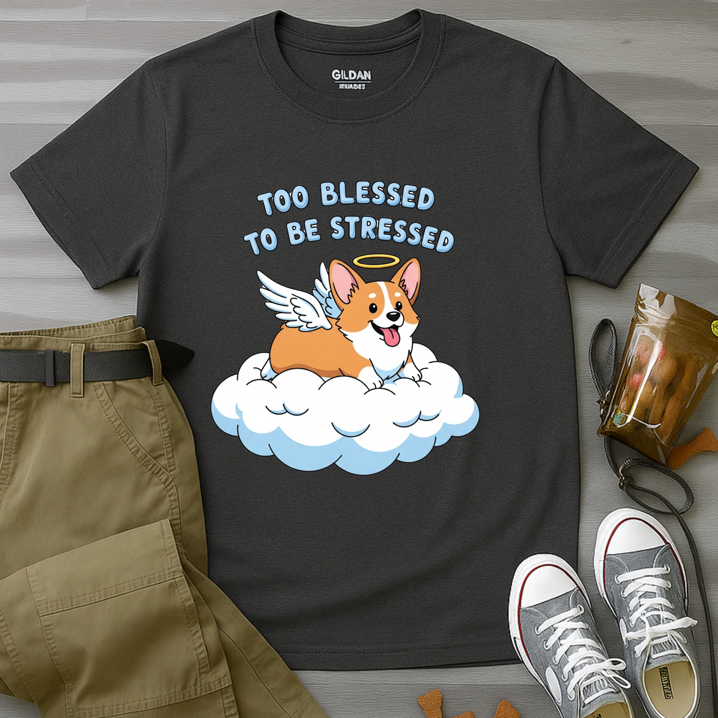 Too Blessed to Be Stressed Corgi T-Shirt