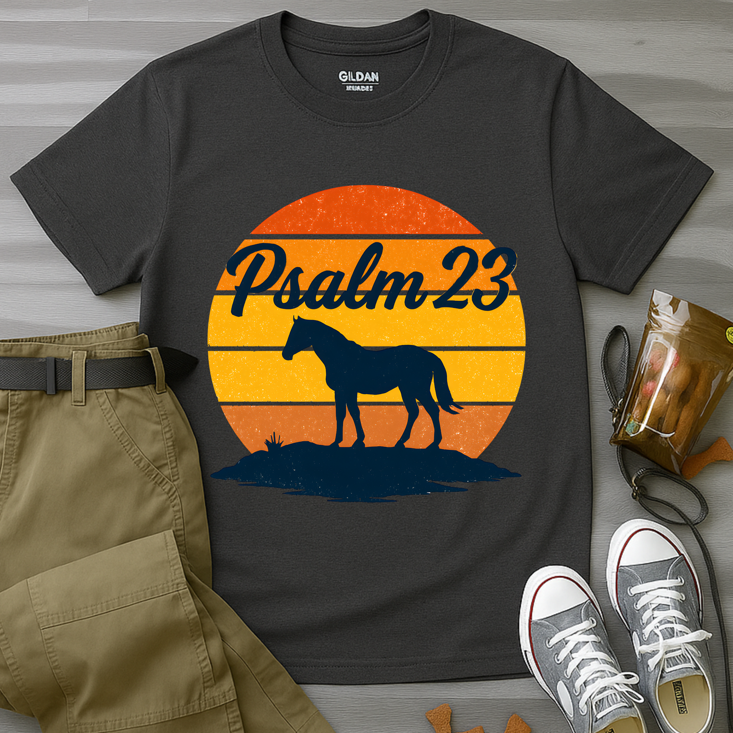 Retro western-inspired horse Psalm 23 T-Shirt